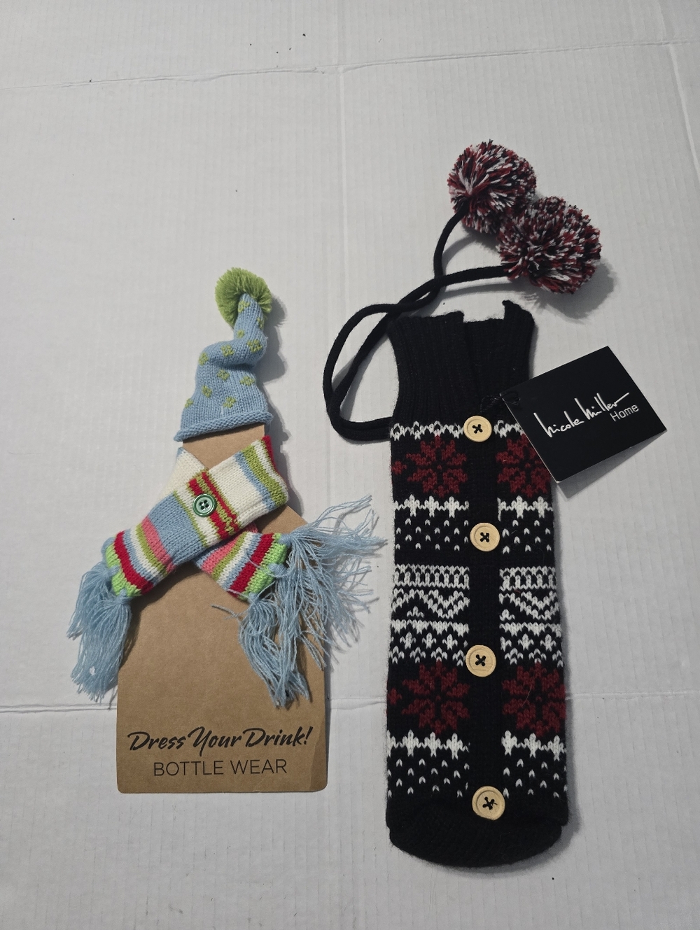 LOT of Wine Holders Christmas Decor Sleeves Bottle Wear Nicole Miller Home NEW